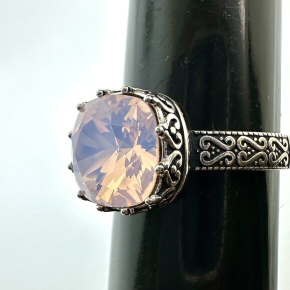 925 Sterling Silver Pink Quartz Ring - Size 8.25 - Picture 9 of 11